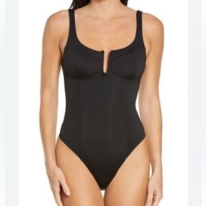 Good American Black Sculpting U Corset Bodysuit Size 0
